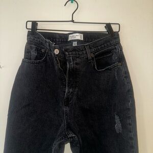 abercrombie The Mom High Rise Distressed Jeans dark size 8